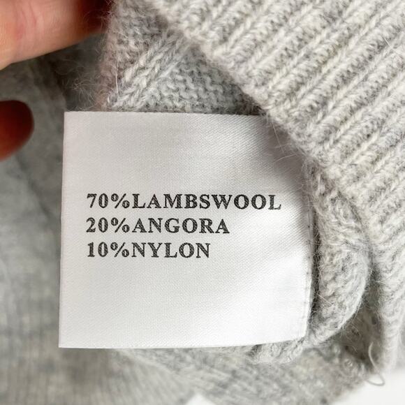 Cable Knit Sweater Lambswool Angora Gray Medium - Picture 7 of 8